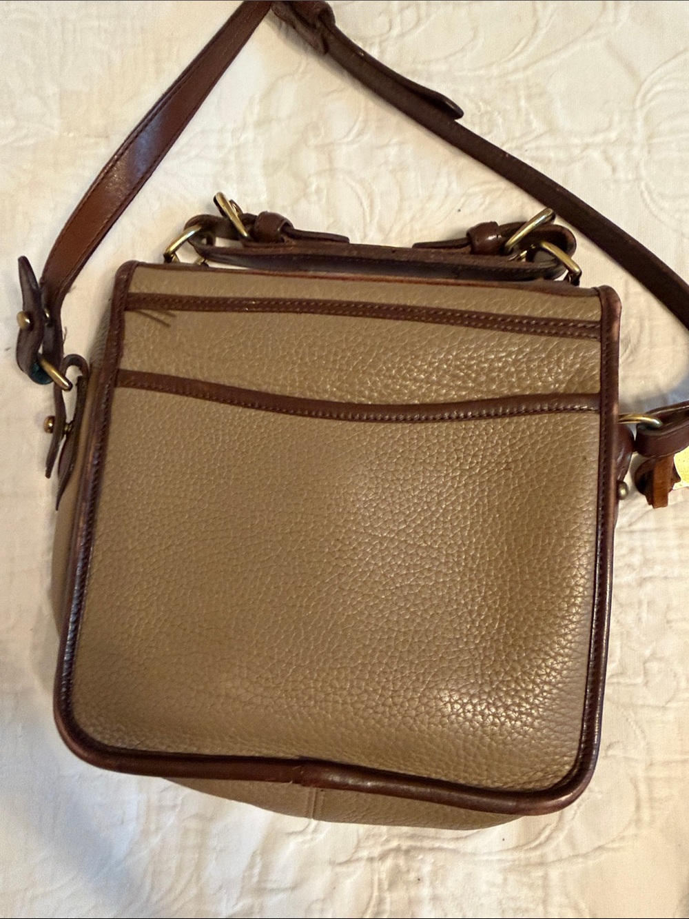 Dooney & Bourke Brown and Taupe Leather Crossbody Bag - Picture 8 of 9